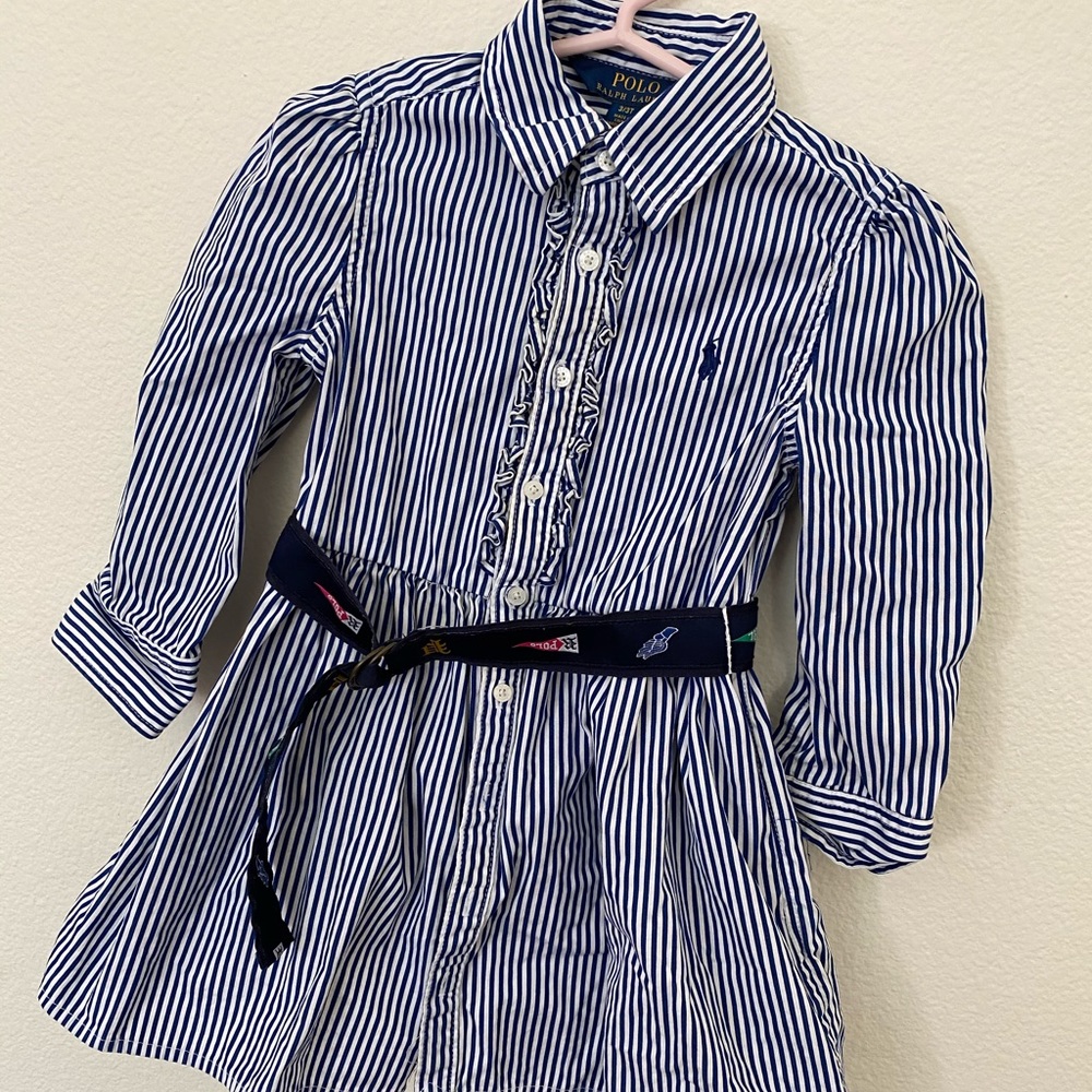 Polo shirt dress with belt for girls